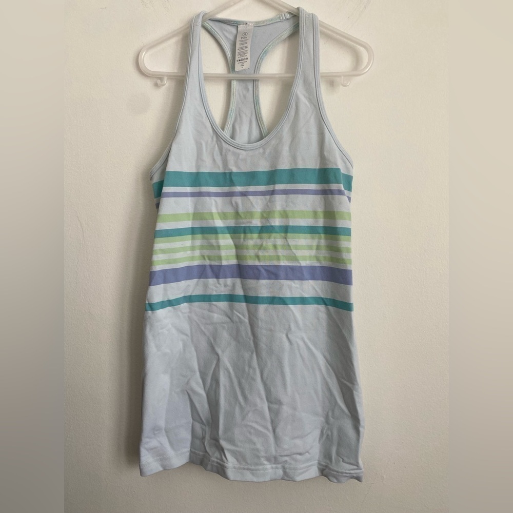 Ivivva Athletic Sporty Tank Top • Stripped Blue • Girls 12